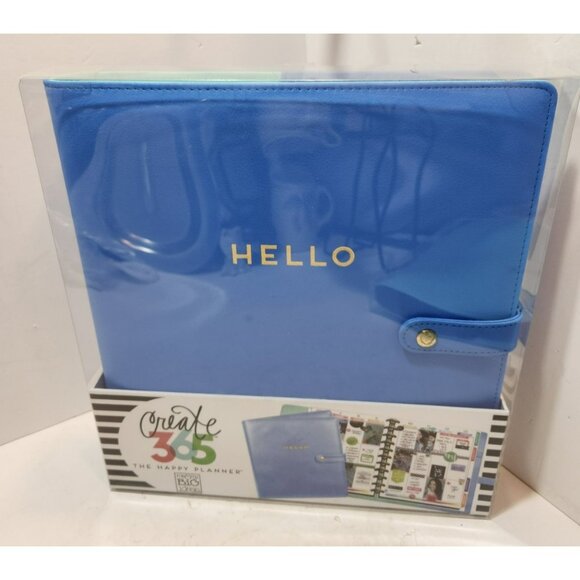 Me & My Big Ideas Create 365 Big Deluxe Happy Planner Cover Blue "Hello" NIB - Picture 1 of 5
